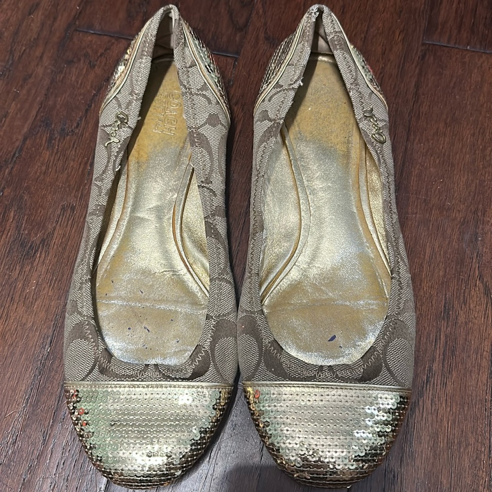 Vintage sequin coach flats slides shoes